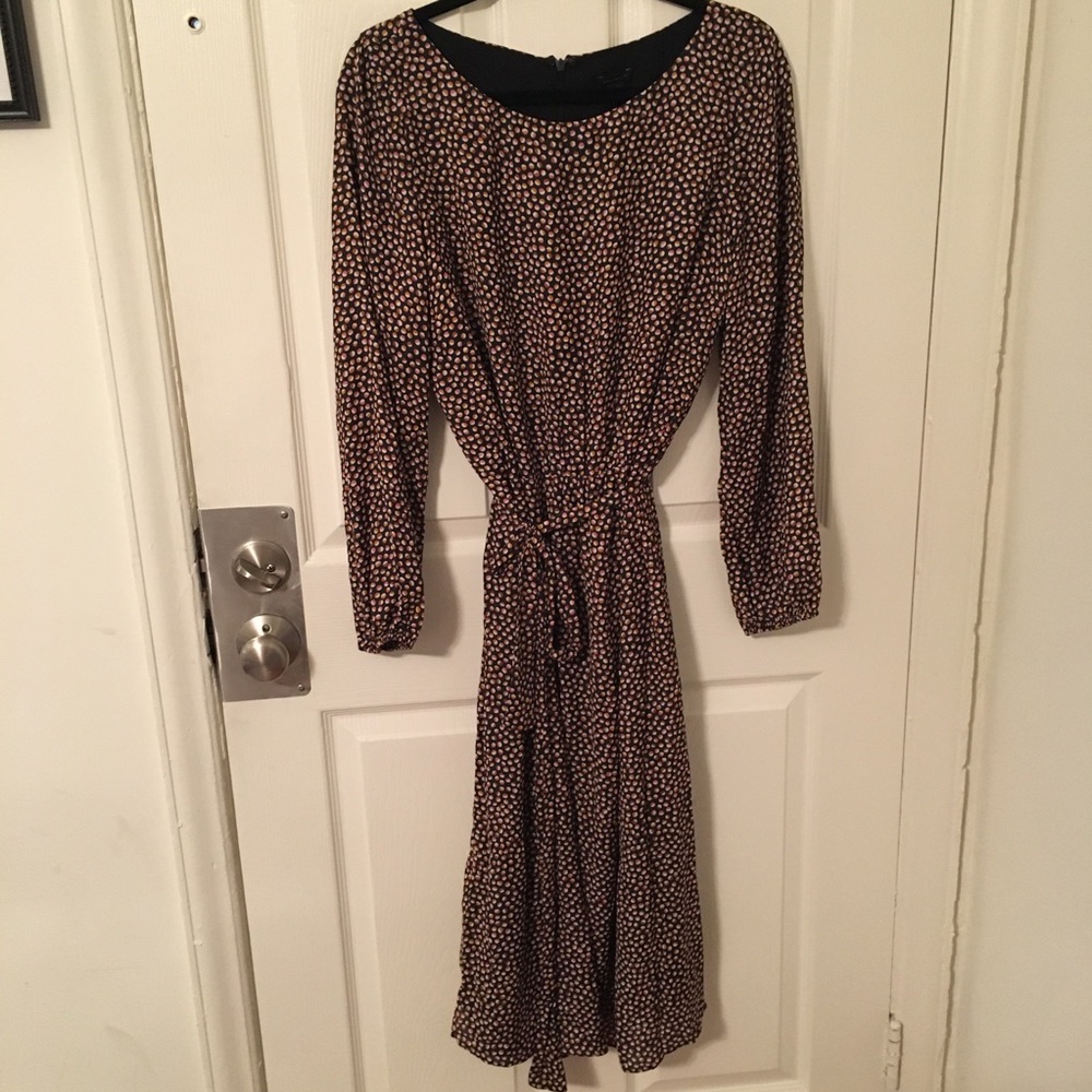 🆕 Ann Taylor Midi Tie Waist Polka Dot Dress